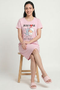 Zivame Farm Lore Knit Cotton Knee Length Nightdress - Winsome Orchid — thumbnail 4